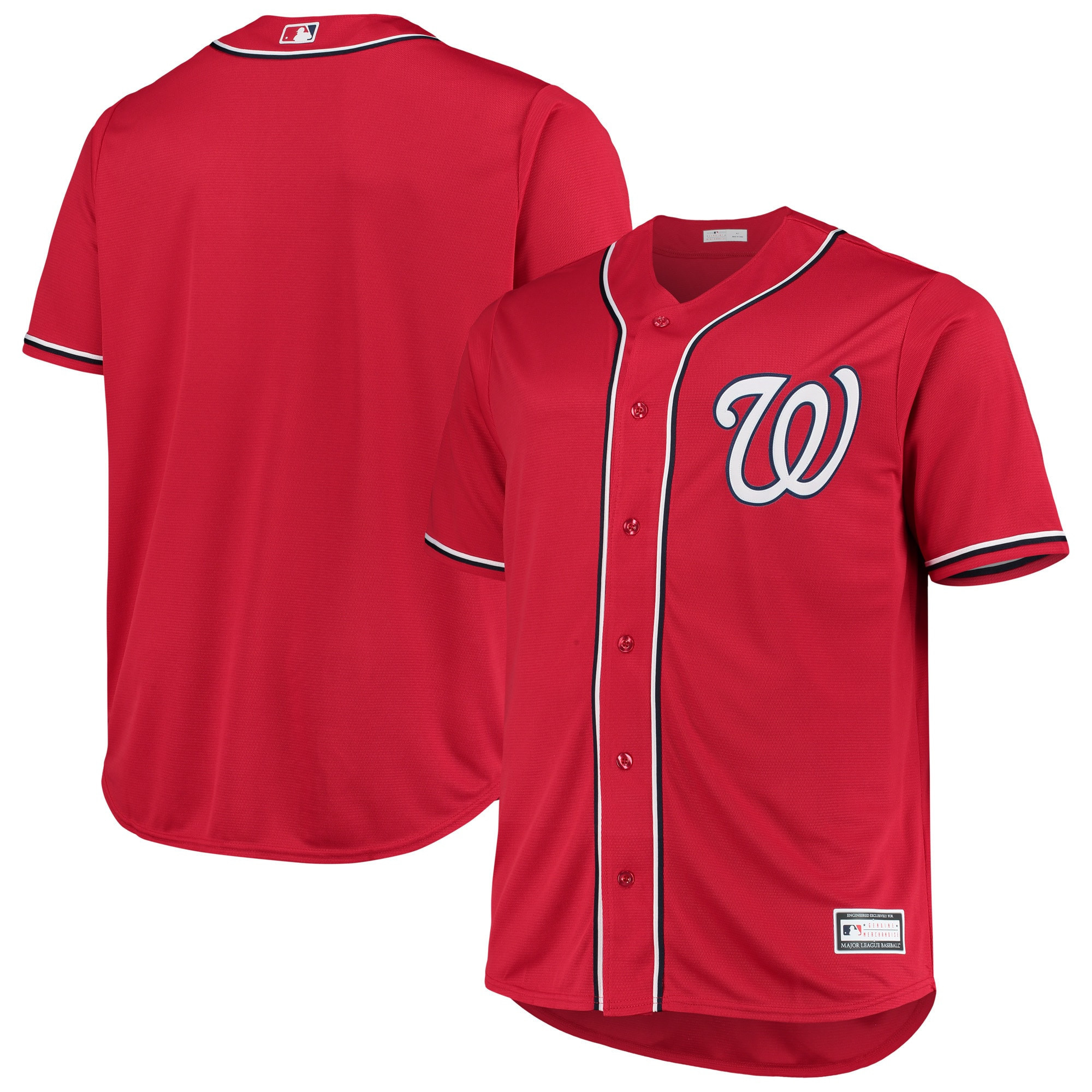 Washington Nationals Big & Tall Alternate Replica Team Jersey – Red MLB