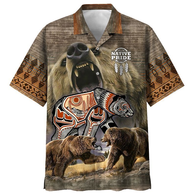 Bear Indigenous Khaki High Quality Unisex Hawaii Shirt For Men And Women Ha910