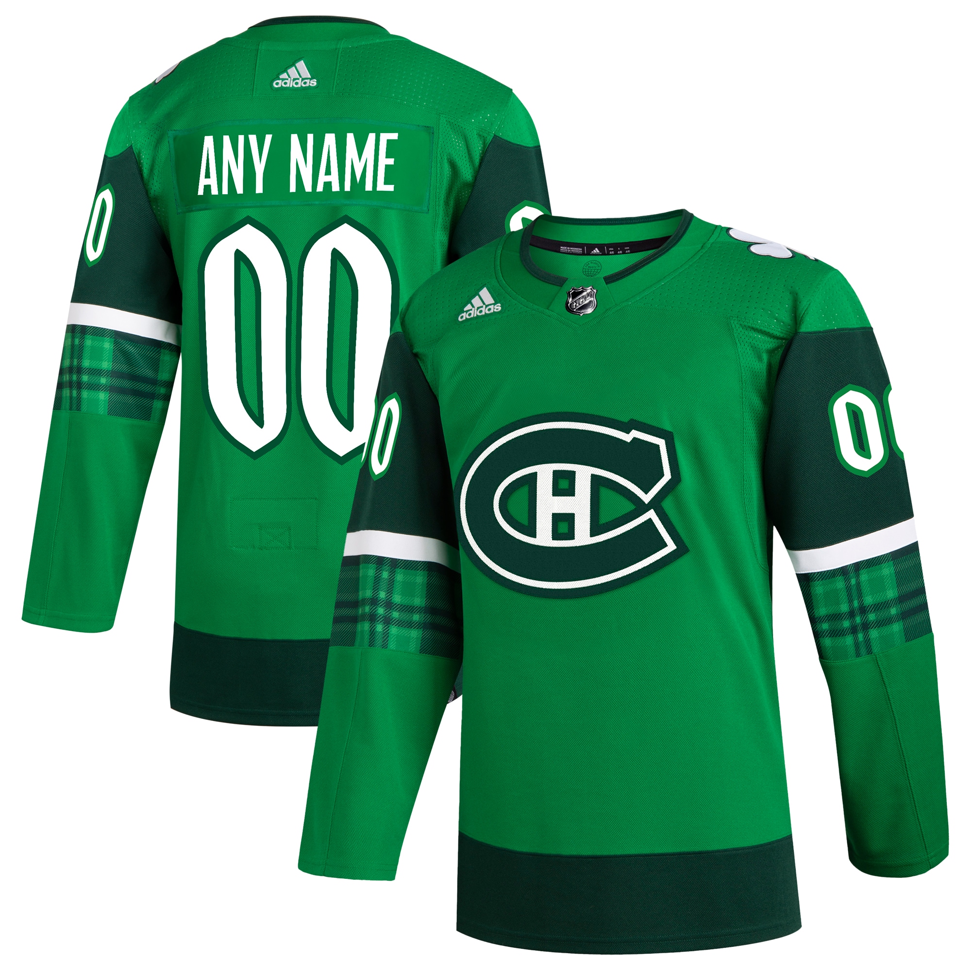 Men's Montreal Canadiens adidas Kelly Green St. Patrick's Day Authentic Custom Jersey