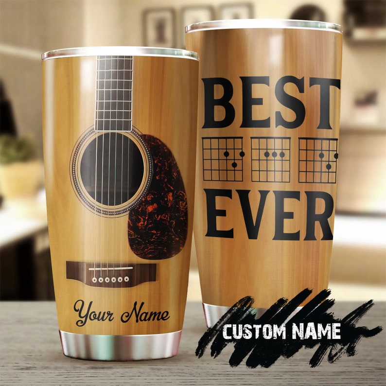 Guitar Surface Best Dad Ever Personalized Tumbler-Birthday Gift Christmas Gift Father’S Day Gift For Guitar Dad Father From Son Daughter