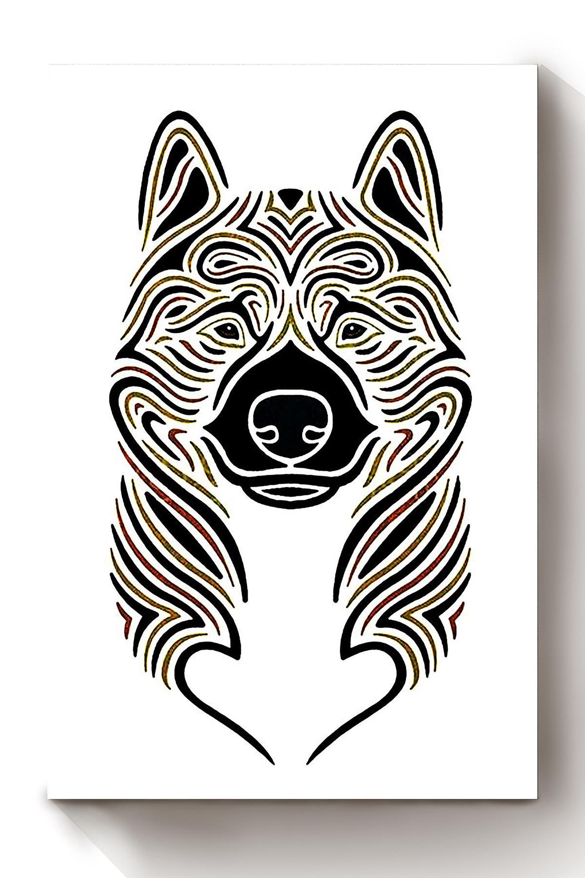 Akita Dog Line Art Home Decor Gift For Dog Mom Dog Lover Canvas