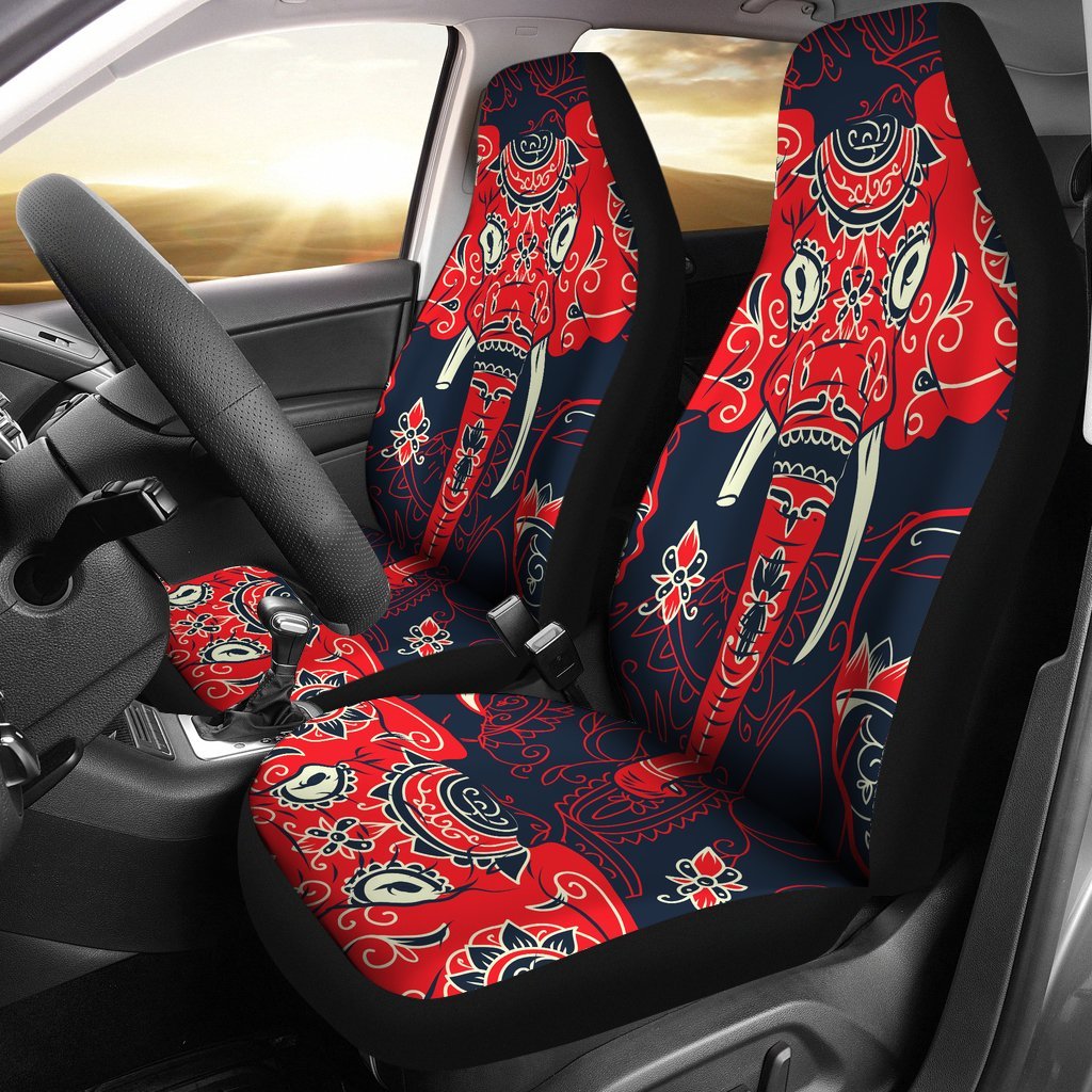 Red Indian Elephant Pattern Universal Fit Car Seat Covers