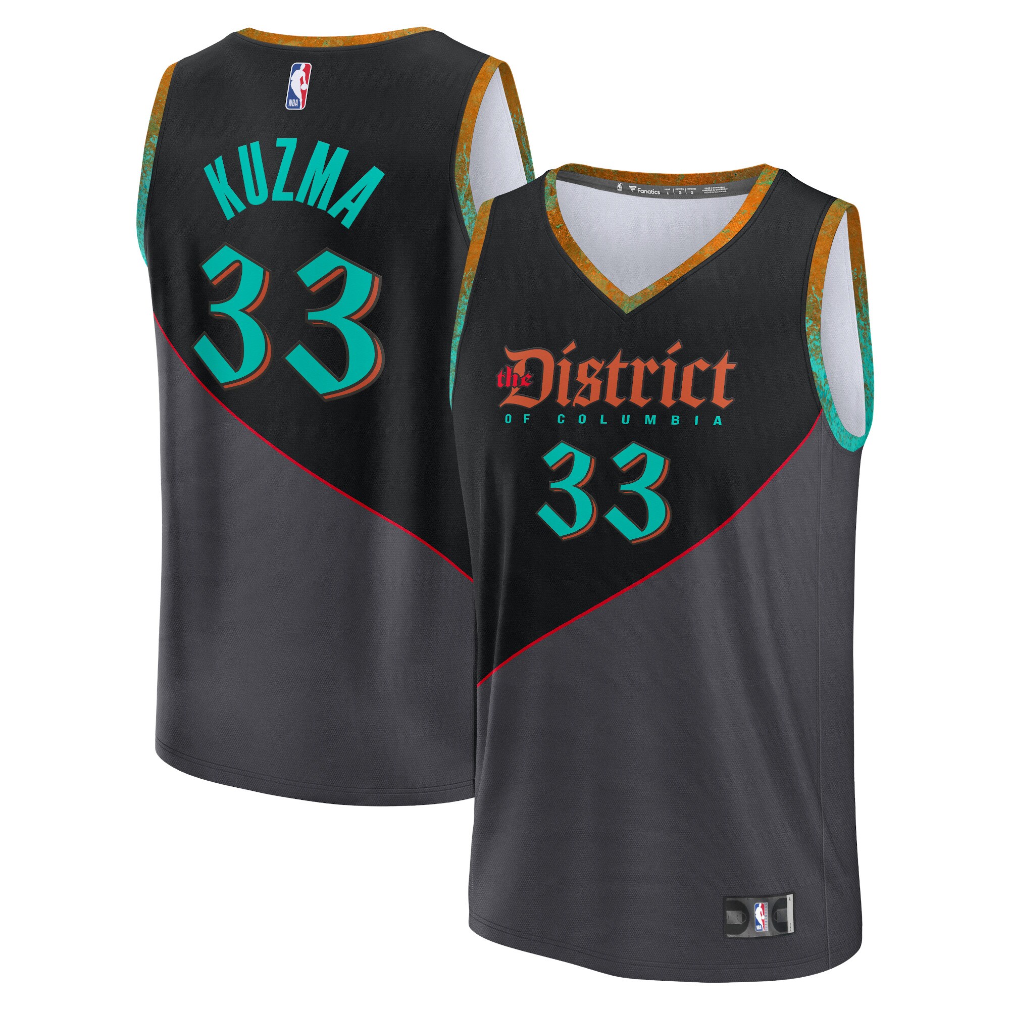 Kyle Kuzma Washington Wizards Unisex 2023/24 Fast Break Jersey – Black – City Edition