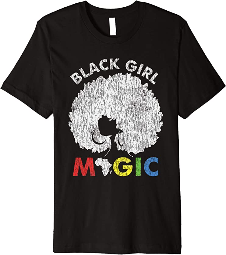 Vintage African Afro Black Girl Magic Pride Melanin Woman Premium T-Shirt