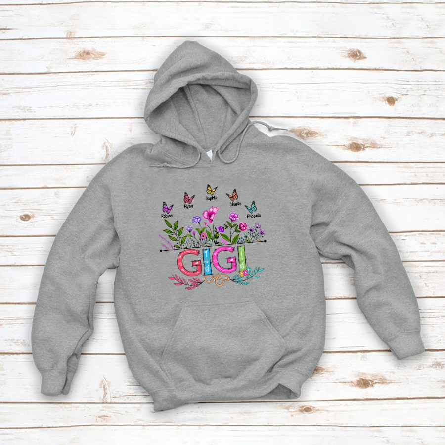 Personalized Gigi And Grandkids Butterfly Hoodie