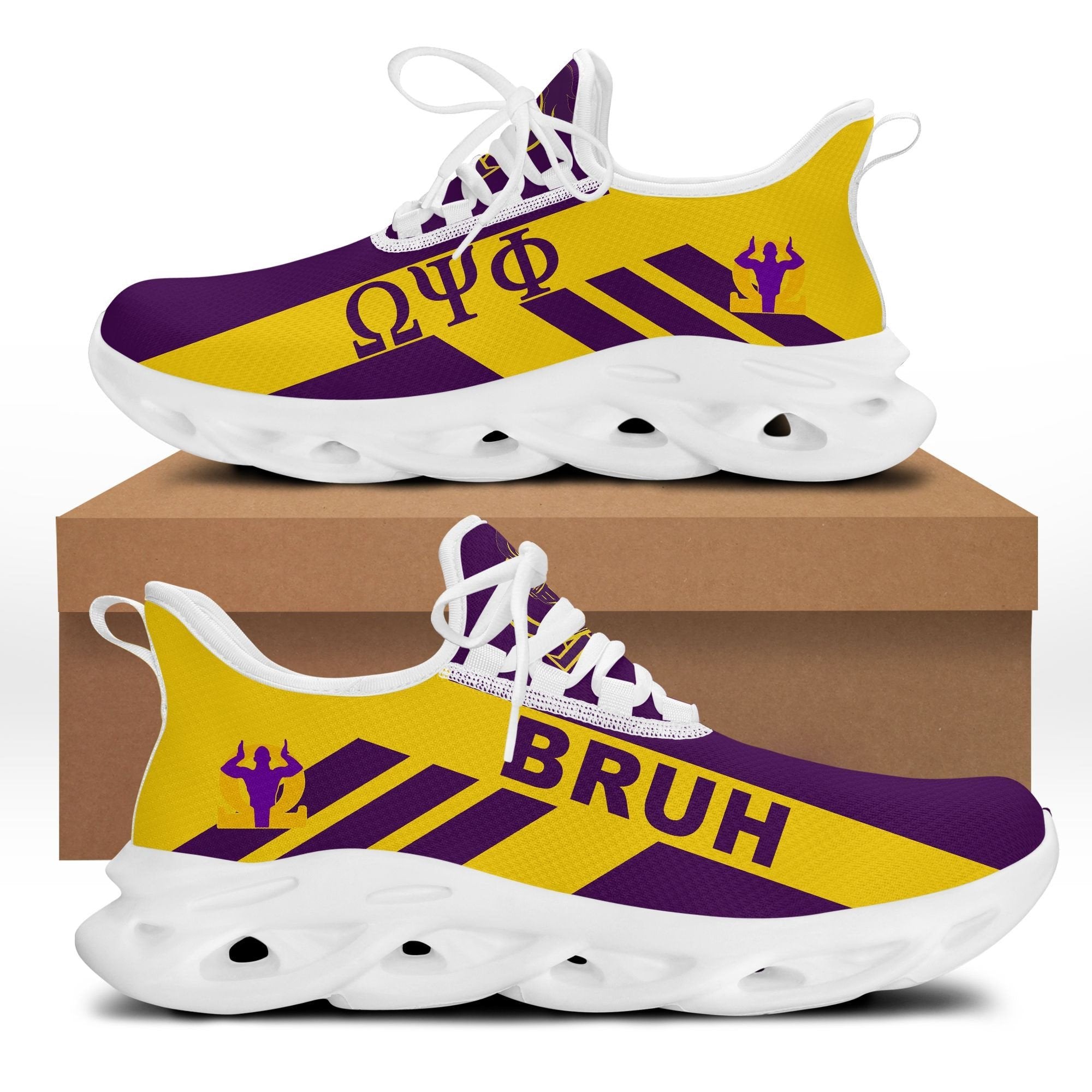 Fraternity Footwear – Omega Psi Phi Soldier Bruh Stripe Style Clunky Sneakers