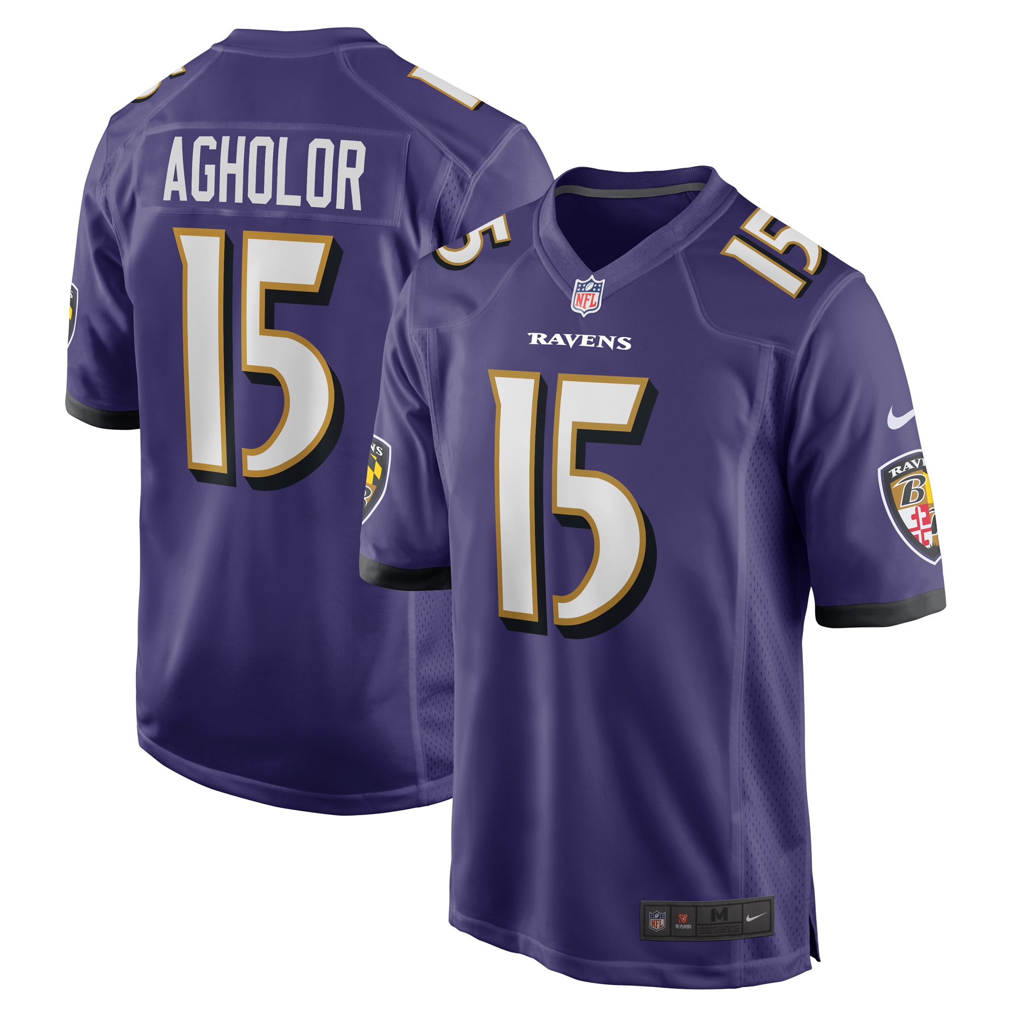 Men’s Baltimore Ravens Nelson Agholor Purple Game Jersey