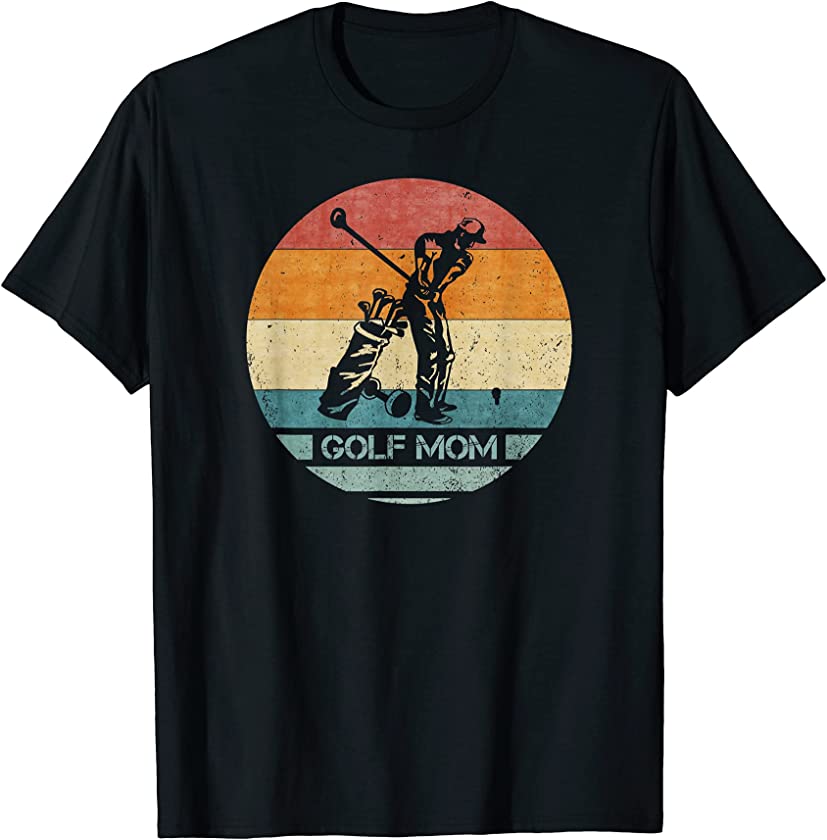 Vintage Retro Proud Golf Player Mom Sunset Silhouette Sunset T-Shirt