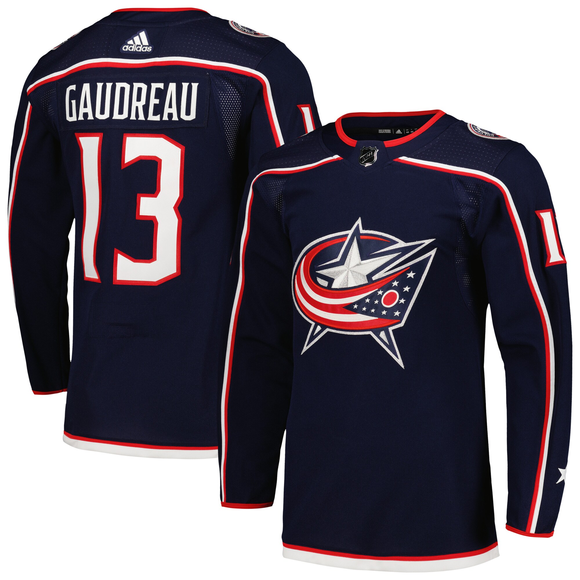 Men's Columbus Blue Jackets Johnny Gaudreau adidas Navy Home Primegreen Authentic Pro Player Jersey