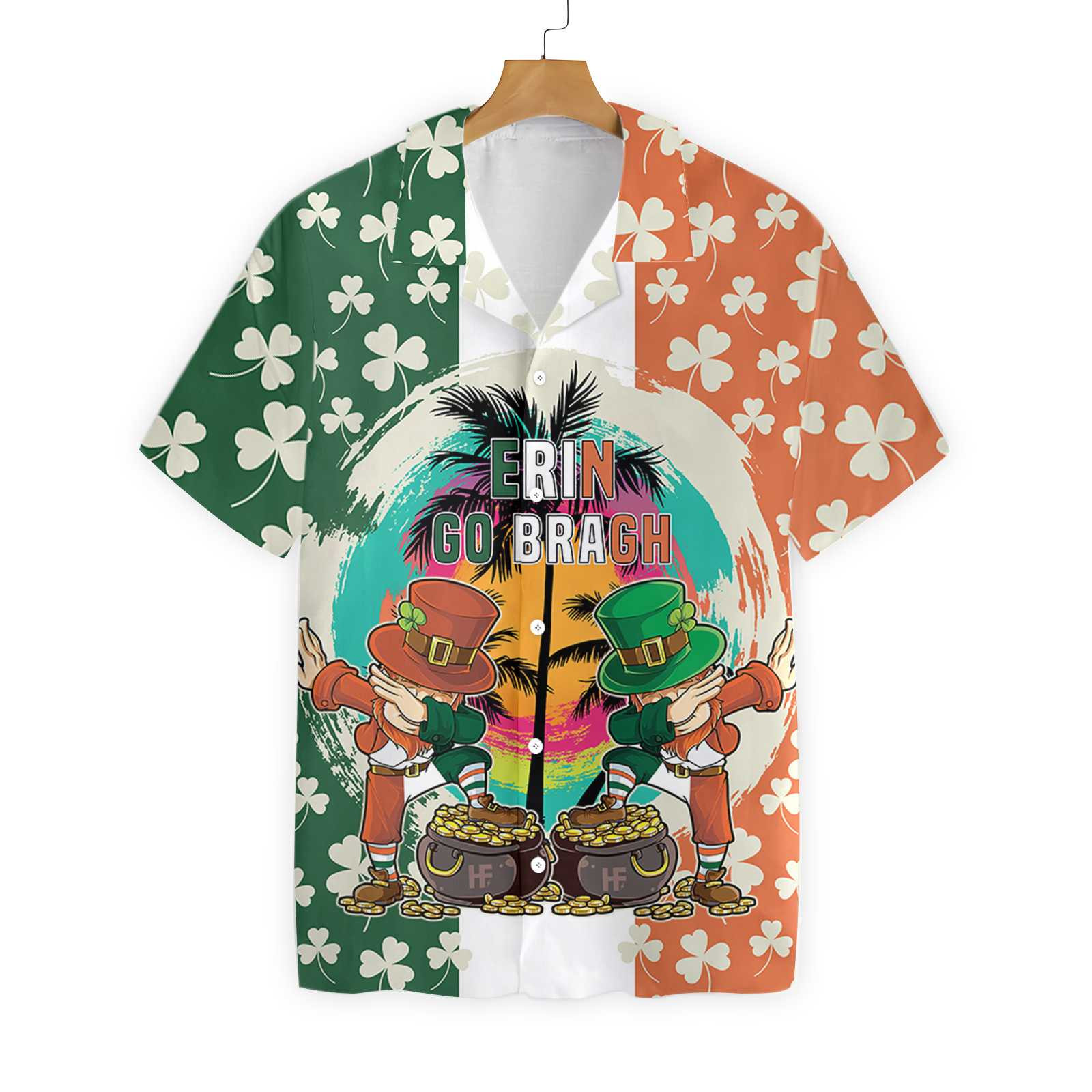 Saint Day Leprechaun Shamrock Irish Hawaii Button Up Shirt For Men Ha81024