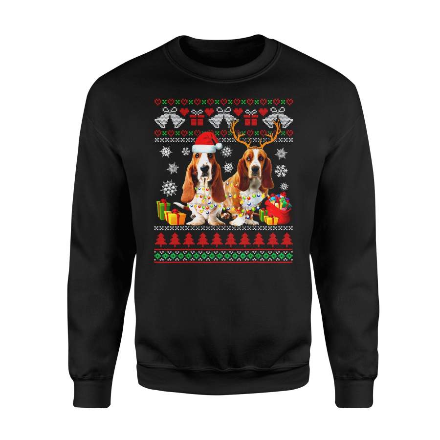 Christmas gift idea Basset Hound Dog Ugly Xmas Puppy Xmas Pajama T-Shirt – Standard Fleece Sweatshirt