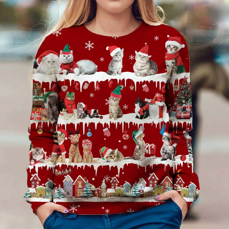 Cat – Snow Christmas – Premium Dog Christmas Ugly Sweatshirt, Dog Ugly Sweater