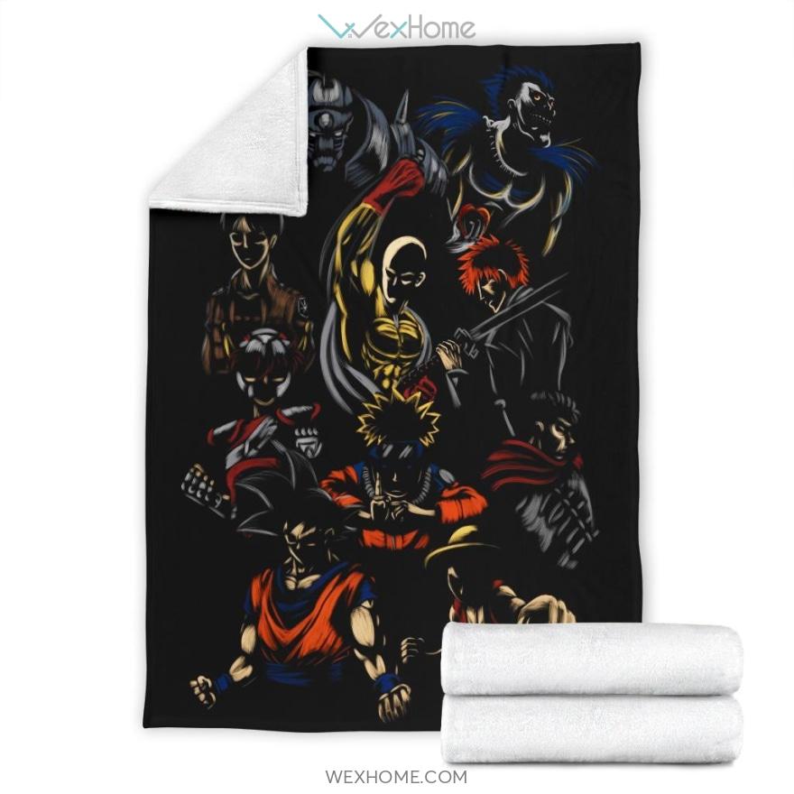 Anime Heroes One Piece Naruto Dragon Ball Black Premium Blanket