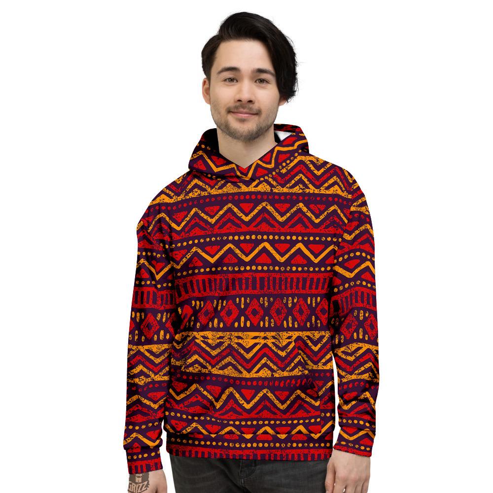 Tribal Red African Print Pattern Men’S Hoodie