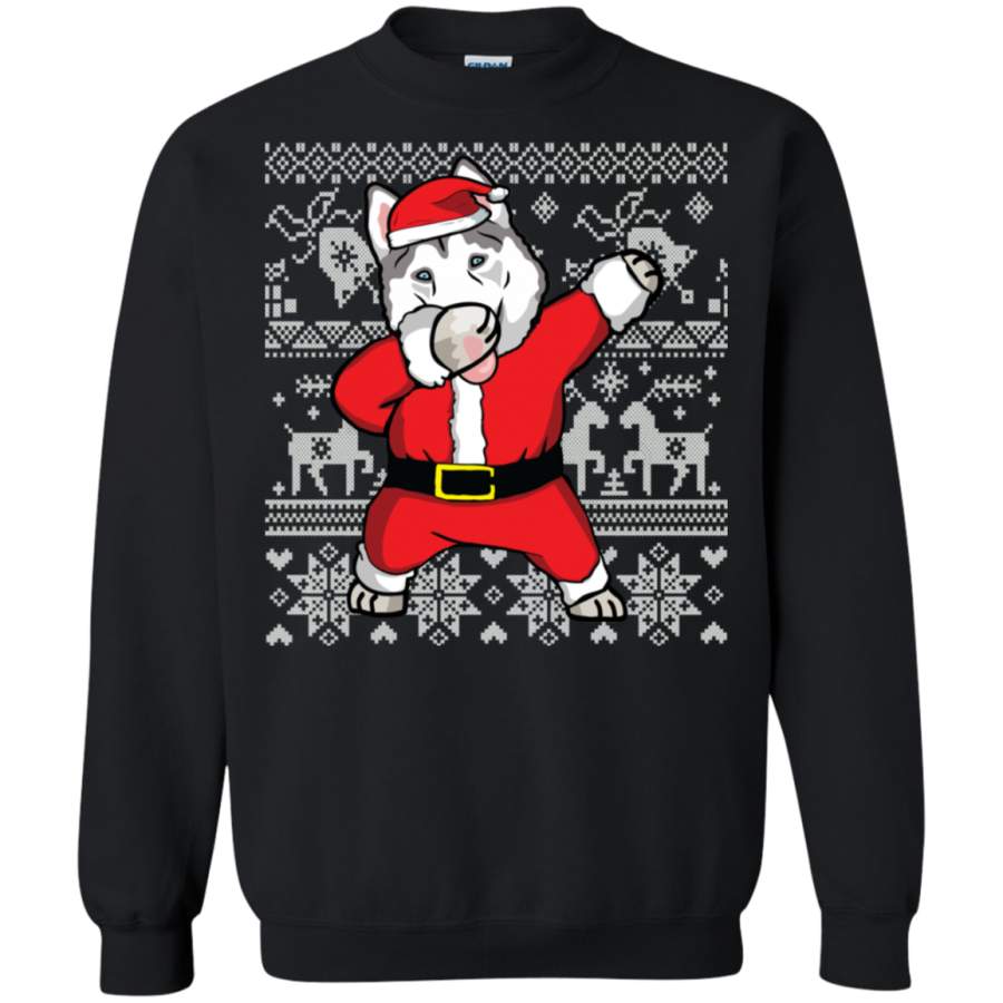 Dabbing Husky Santa Christmas Holiday Sweatshirt