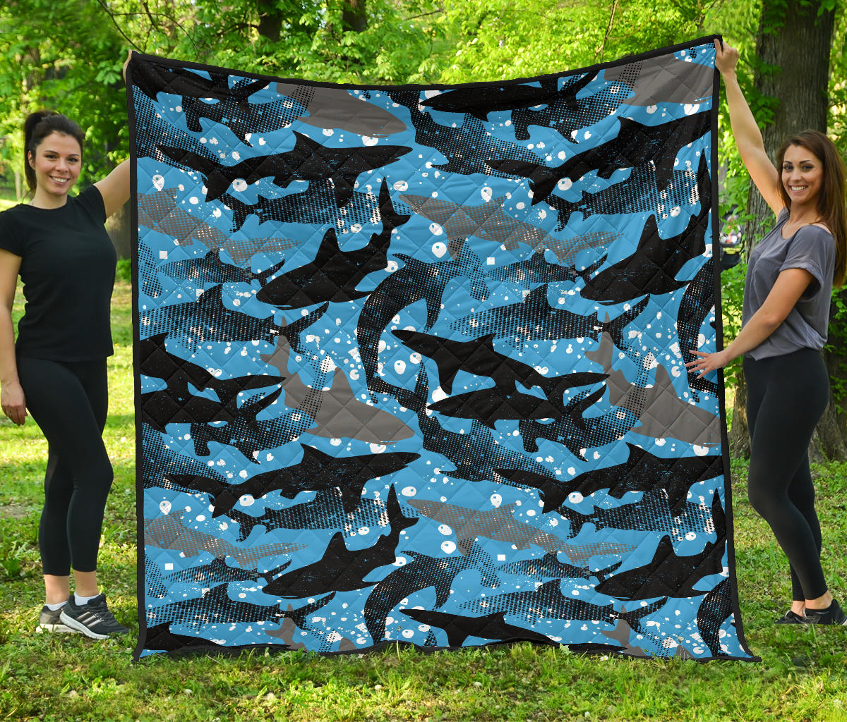 Shark Pattern Background Premium Quilt