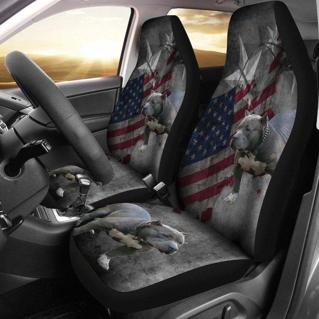 Amazing American Flag Pit Bull Car Seat Covers