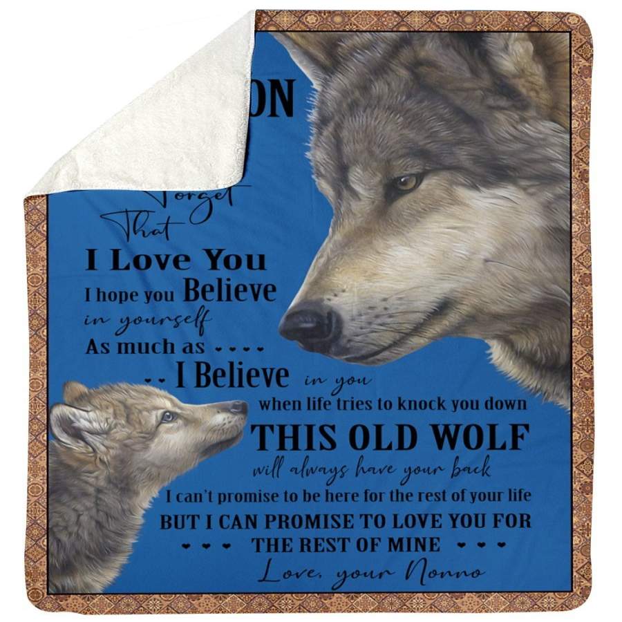 Wolves Love Message Of Nonno To Grandson Sherpa Blanket