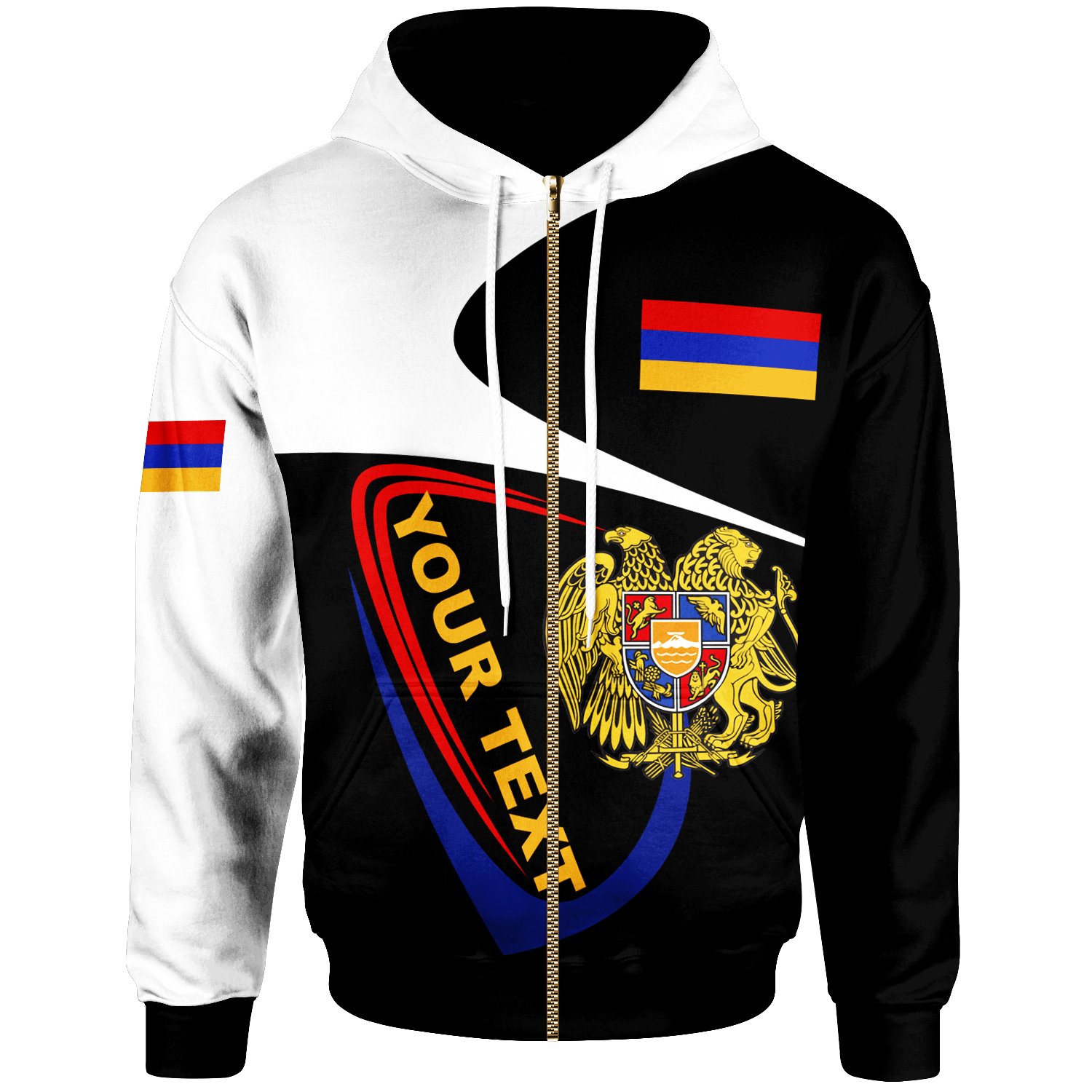 Armenia Custom Personalised Zip-Up Hoodie – Lunisolar Style – BN20