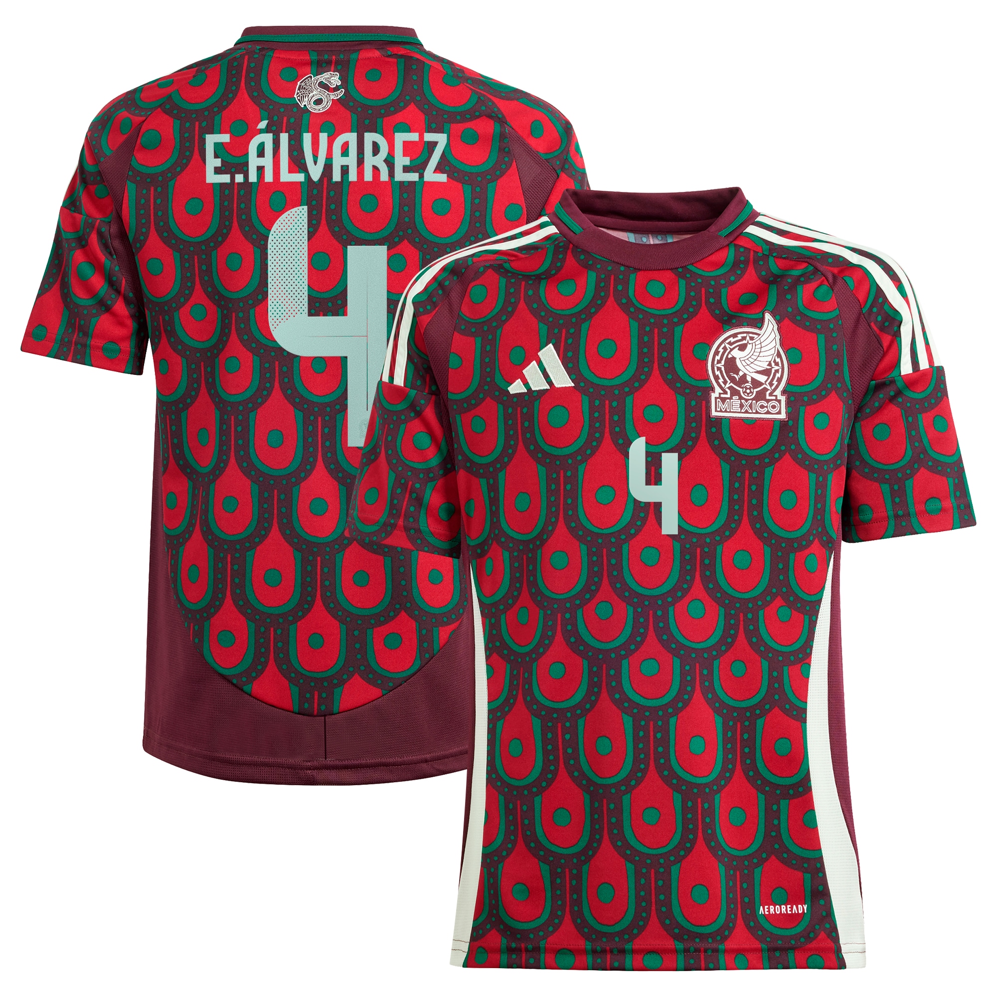 Edson Alvarez Mexico National Team Youth 2024 Home Replica Player Jersey – Burgundy