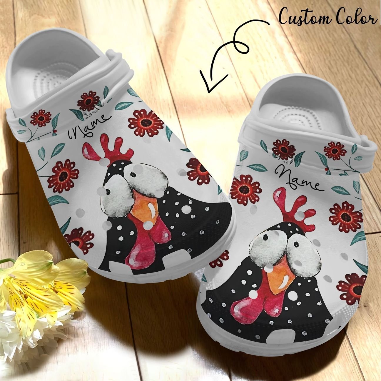 Chicken Personalize Clog, Custom Name, Text, Fashion Style For Women, Men, Kid, Print 3D Pretty Chicken 678