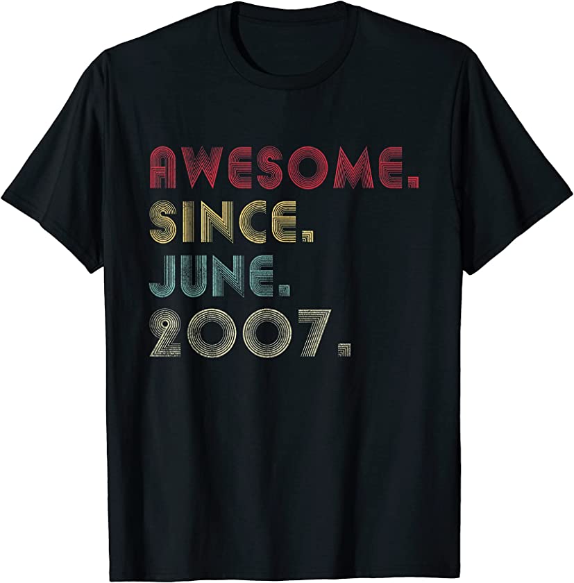 Vintage June 2007 Retro 14 Years Old 14th Birthday Gifts T-Shirt