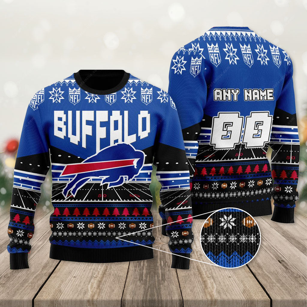 Buffalo Bills Ugly Sweater, Buffalo Bills Personalized Ugly Christmas ...