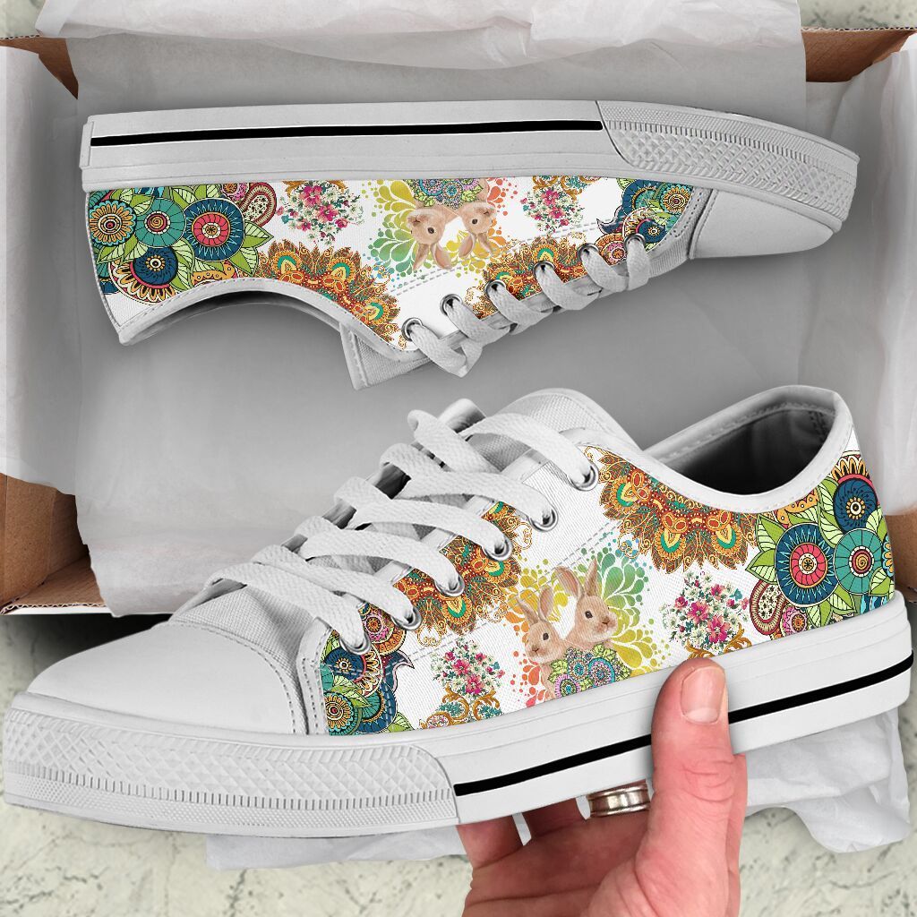 Mandala Rabbit Low Top Shoes For Women, Shoes For Men Custom Shoes