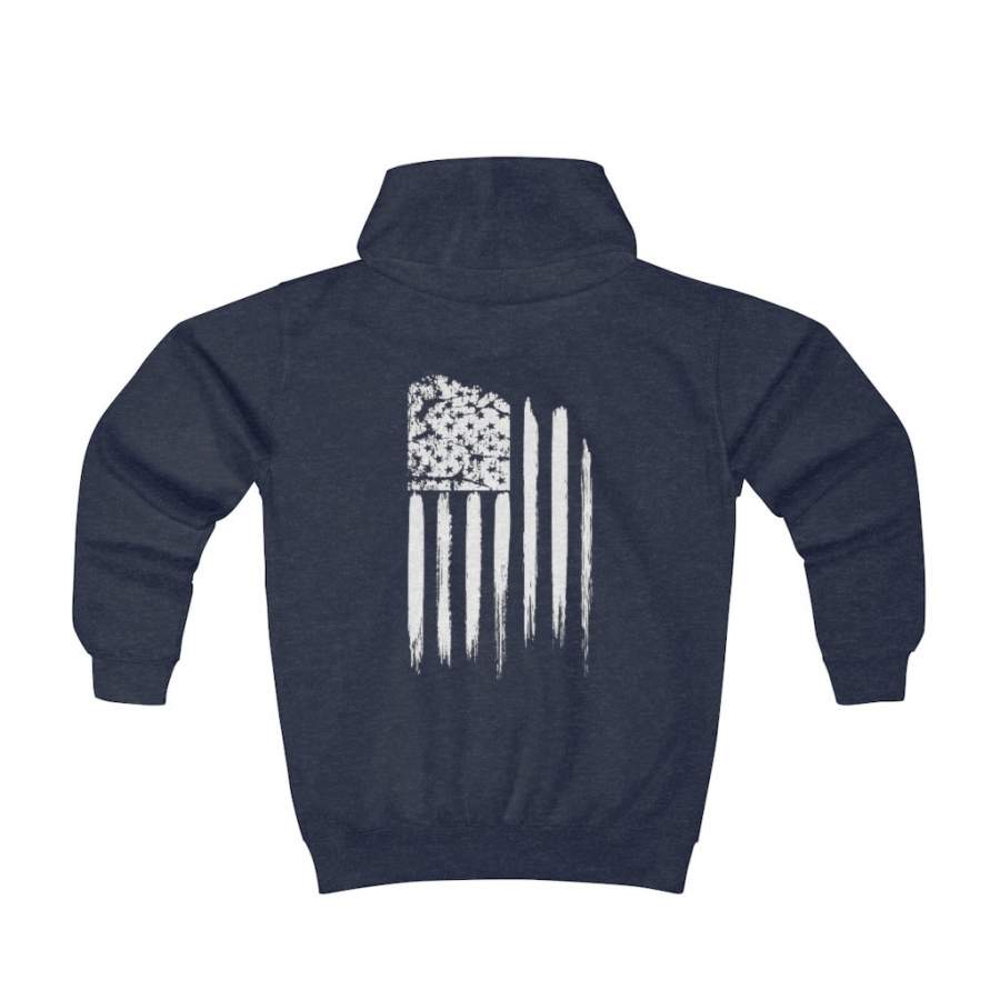 Youth Hoodie – White Grunge Flag