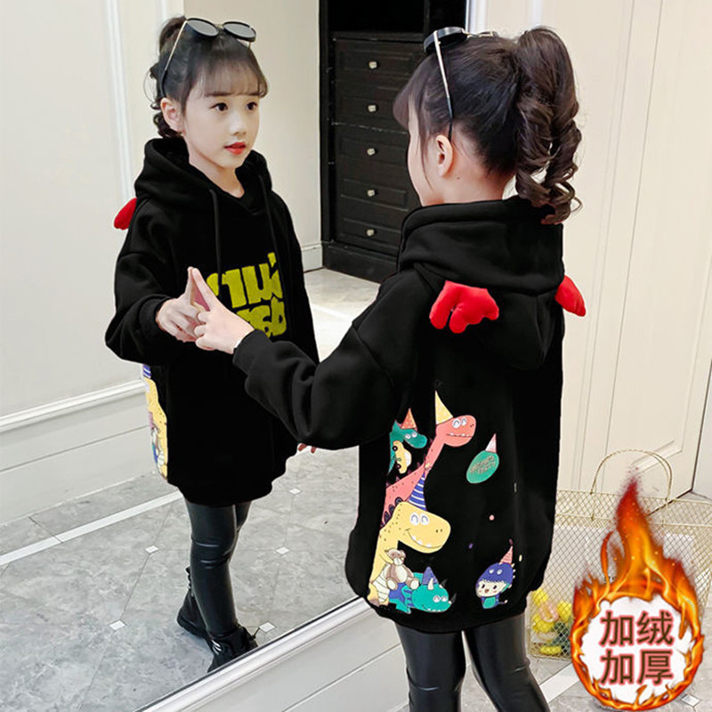 2022 winter kids teenager Girls clothes long-sleeved T-shirt dress velvet thick hoodie sweater baby fashion 4 6 8 10 11 12 year alx