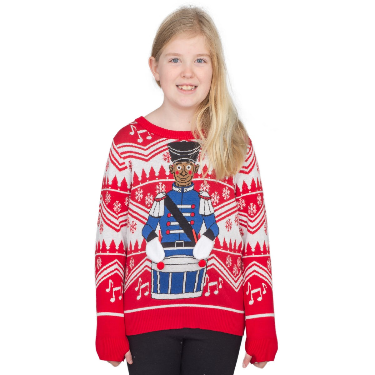 Youth Flappy Drummer Boy Animated Ugly Christmas Sweater