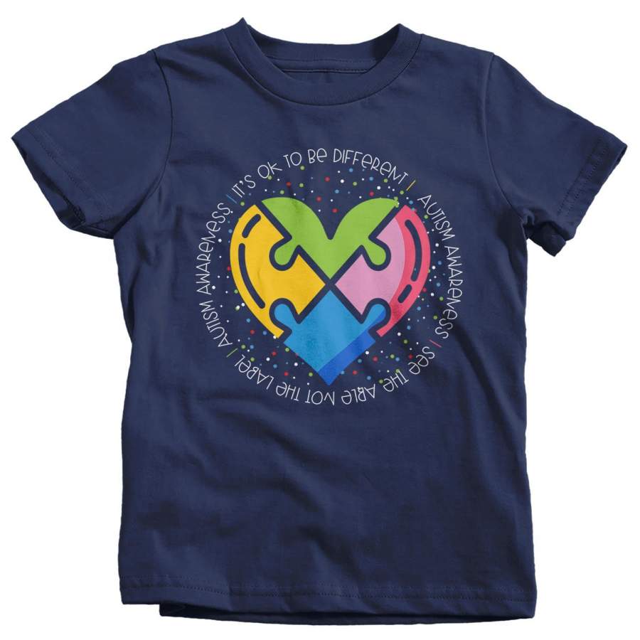 Download Kids Autism Awareness T Shirt Be Different Puzzle Heart ...