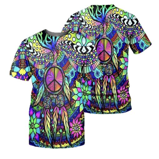 Dream Catcher Hippie Style Peace Sign 3D All Over Printed Shirts For Men And Women, Gift For Hippie Lover, Hippie Soul