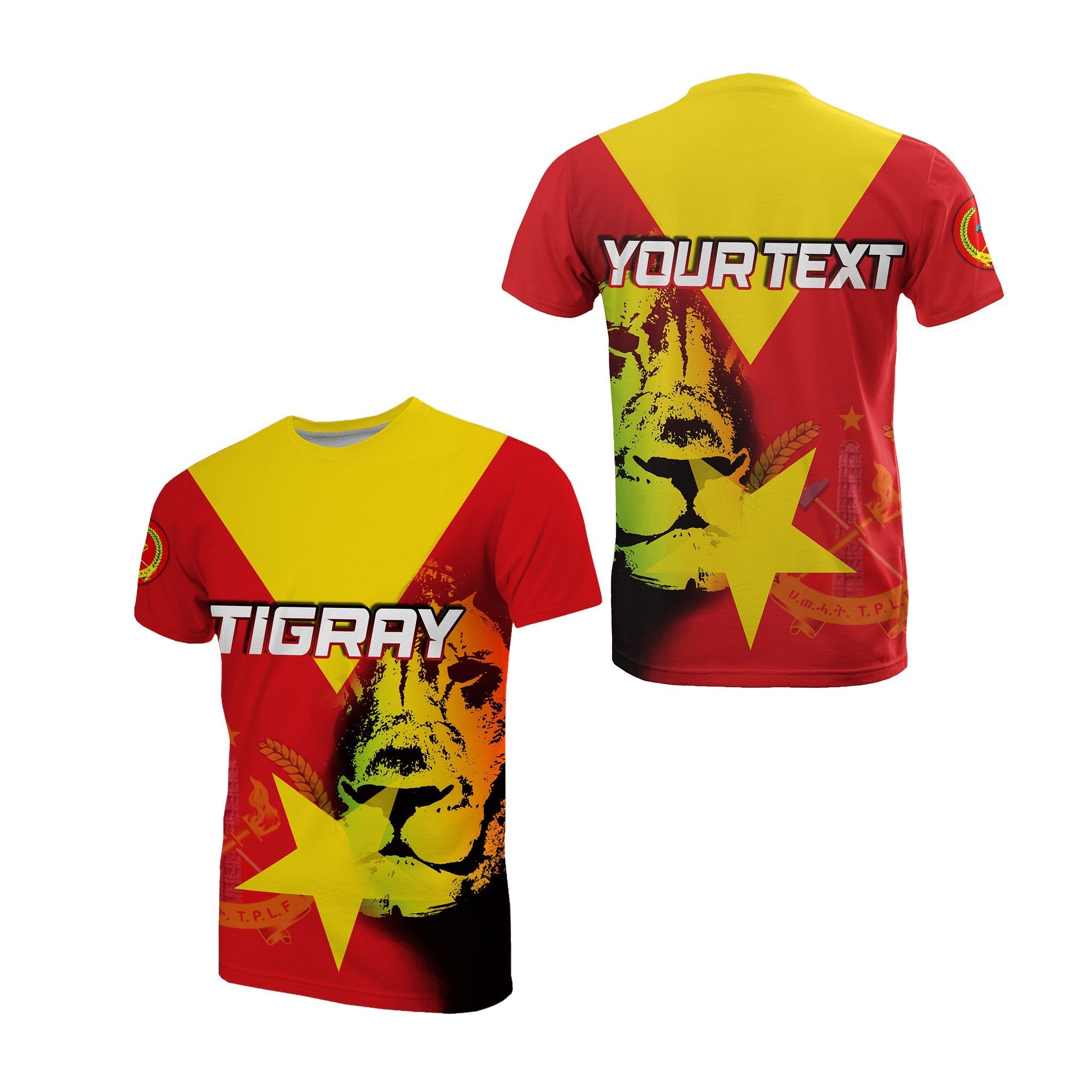 (Custom Personalised)Greek Life Tigray T Shirt Tigray Flag And Lion Lt6