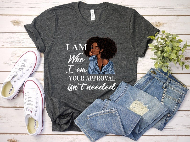 Black Queen Shirt, Black Queen Lady, Curly Natural Afro African American Ladies T-Shirt, I Am Who I Am Shirt, Gift For Women, Black History