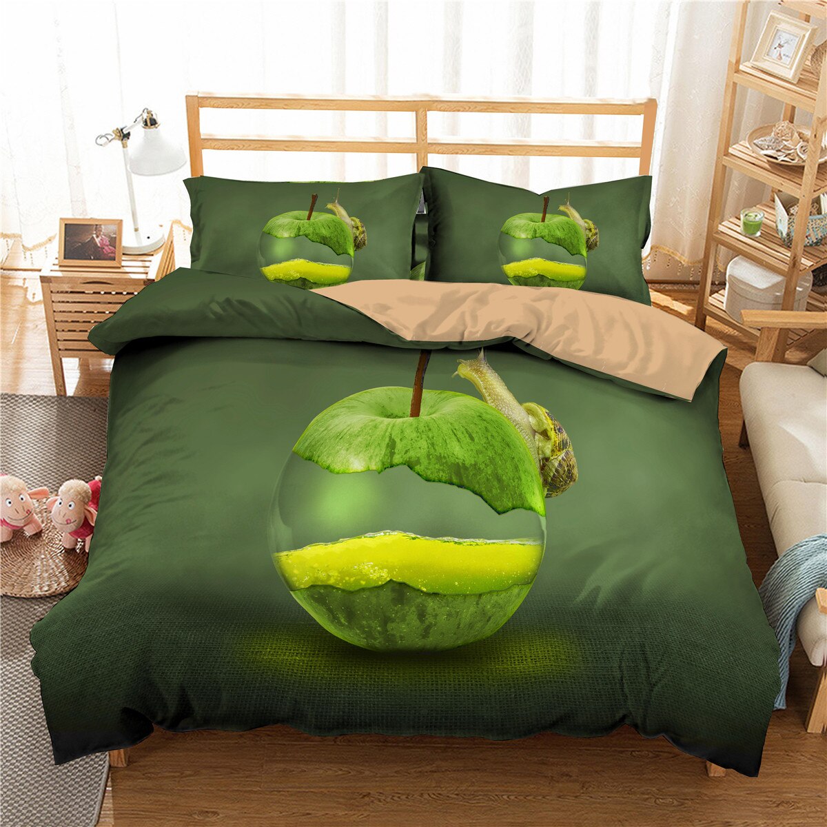 Apple Orange Fruit 3D Printed Duvet Cover Set Pillowcase Abstract Design Home Decor Bedding Set Queen King Size Bedclothes 2/3Pc