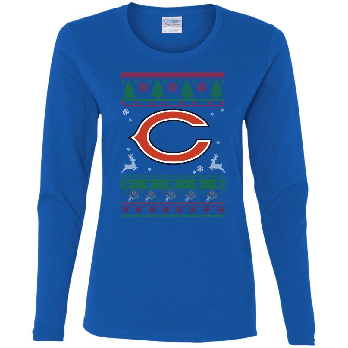 Chicago Bears Logo Football Teams Ugly Christmas Sweater Women Long Sleeve Shirt