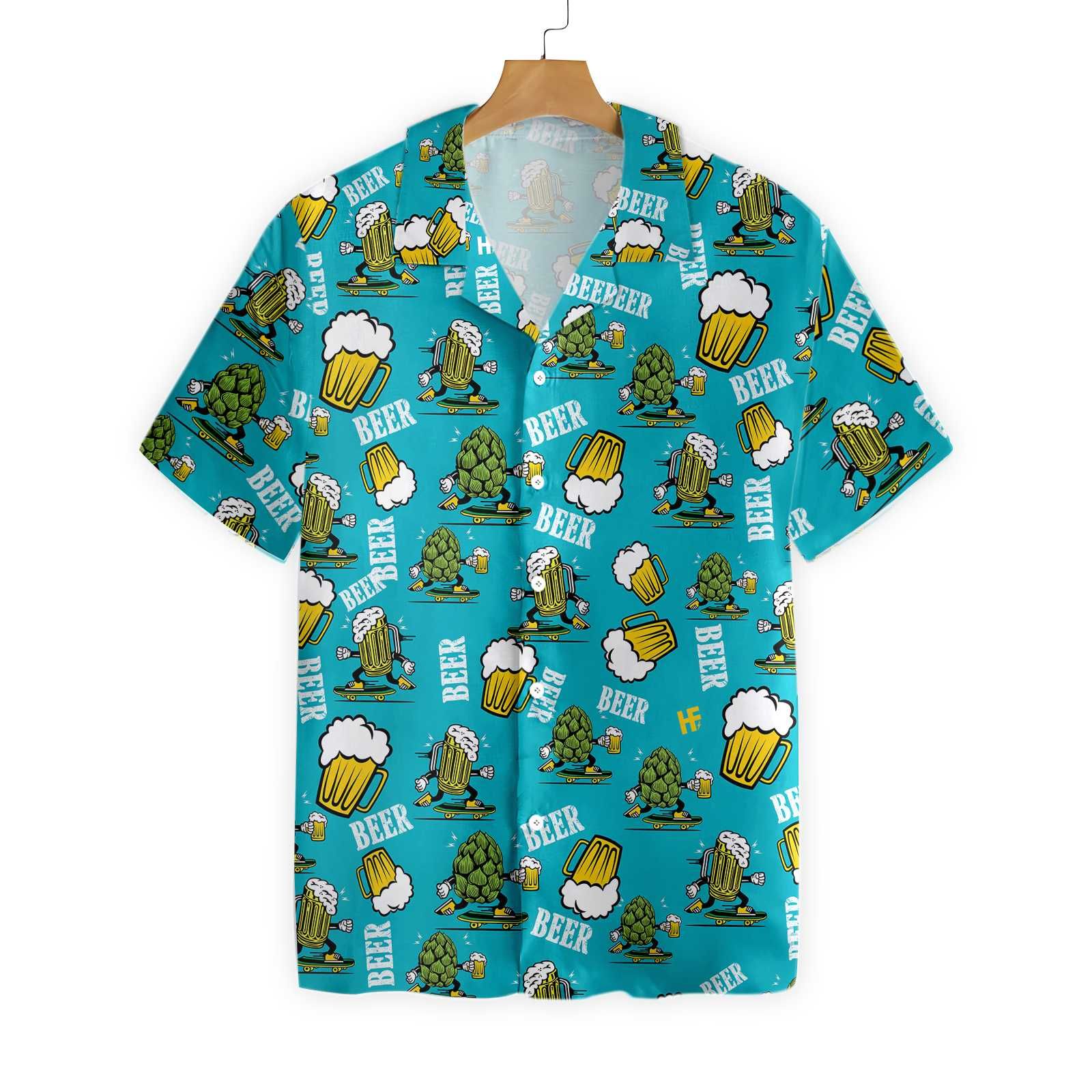 Beer Hawaii Shirt Hops And Cups Blue Aloha Ha34745