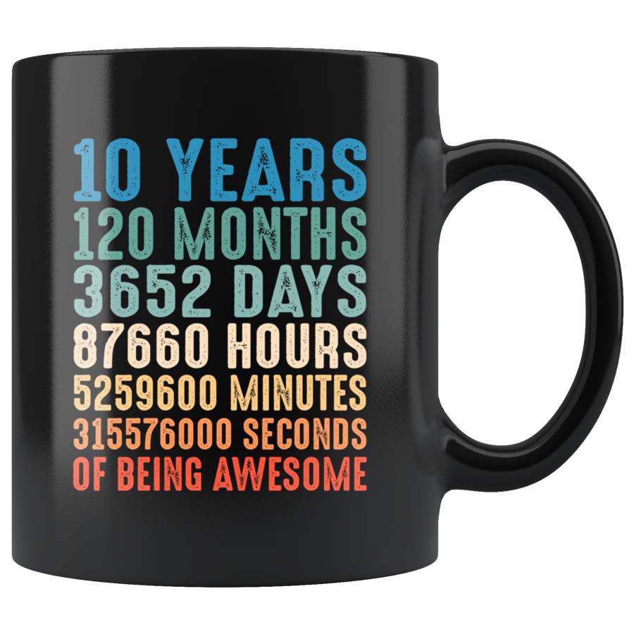 Vintage Retro 10 Years Old 10th Birthday 120 Months Mug Coffee