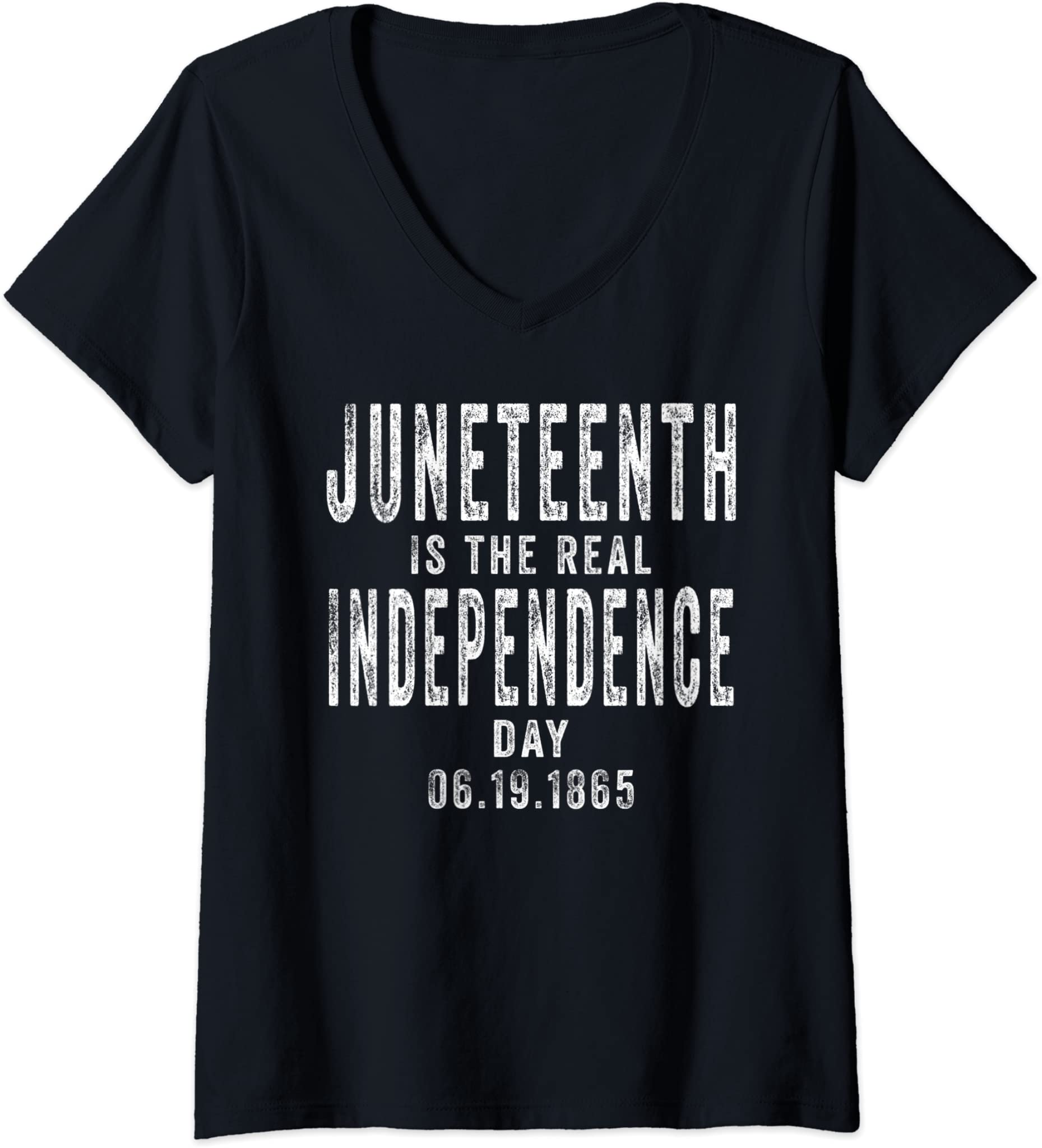 Womens Juneteenth Ancestors Is the real Independence Day Black1865 V-Neck T-Shirt