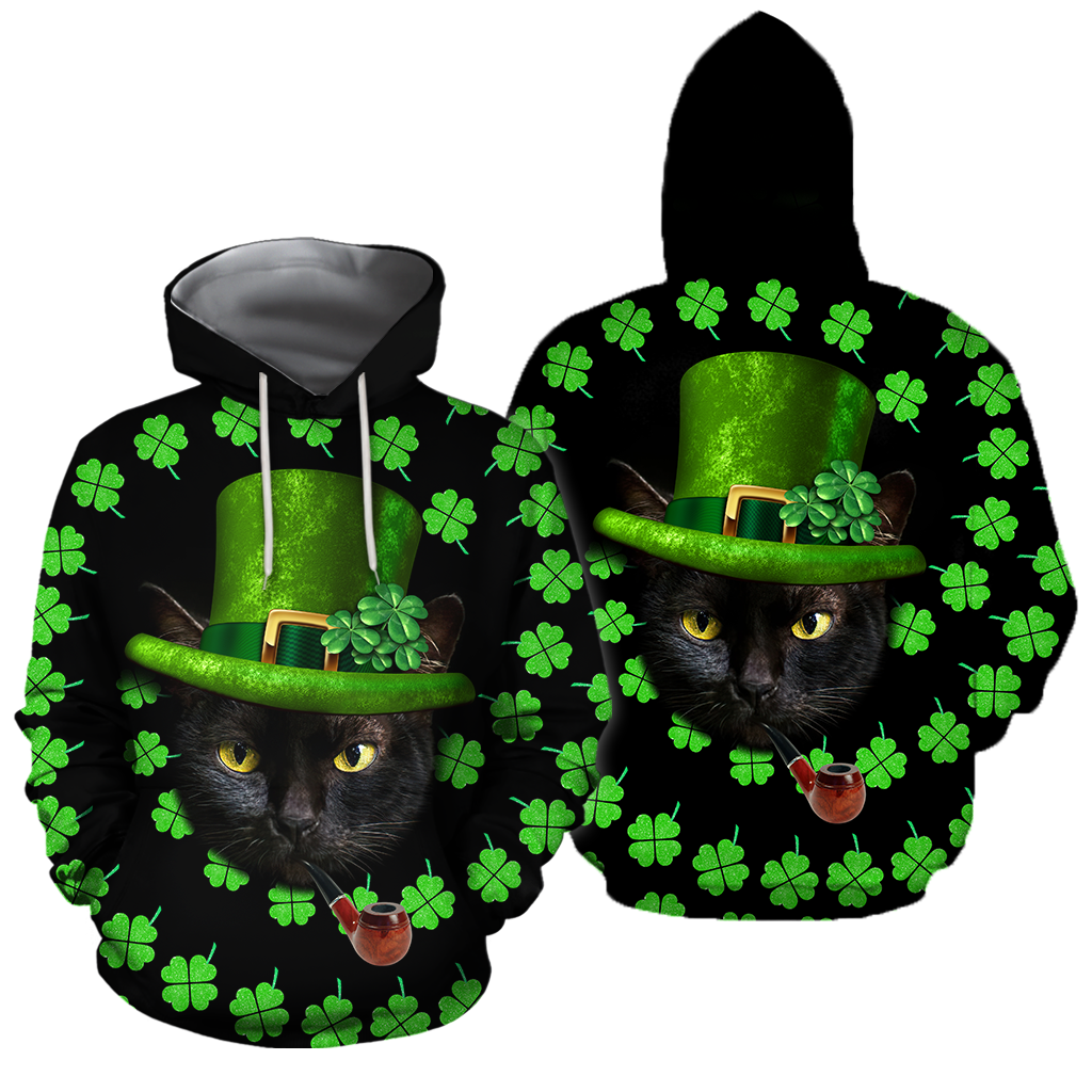 3D All Over Printed  Irish- American black cat  St Patrick Day Unisex Shirts