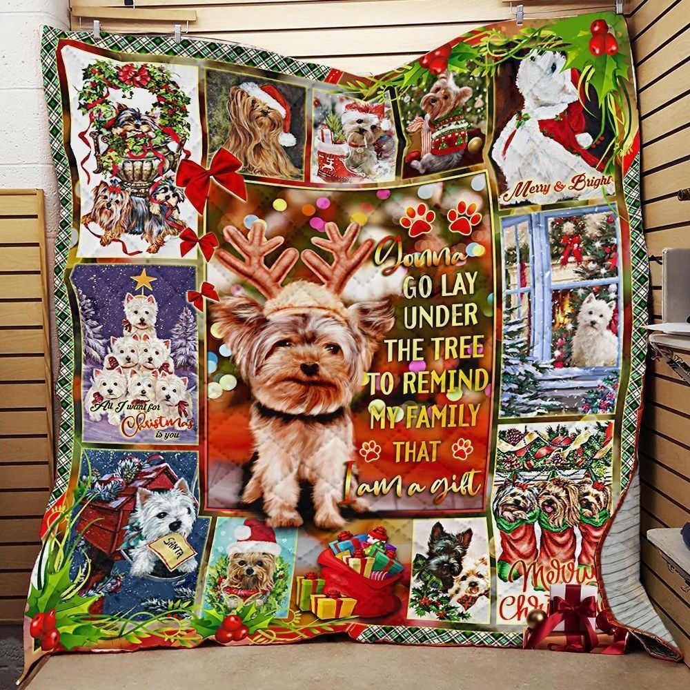 I Am Christmas Gift Yorkie Quilt Blanket