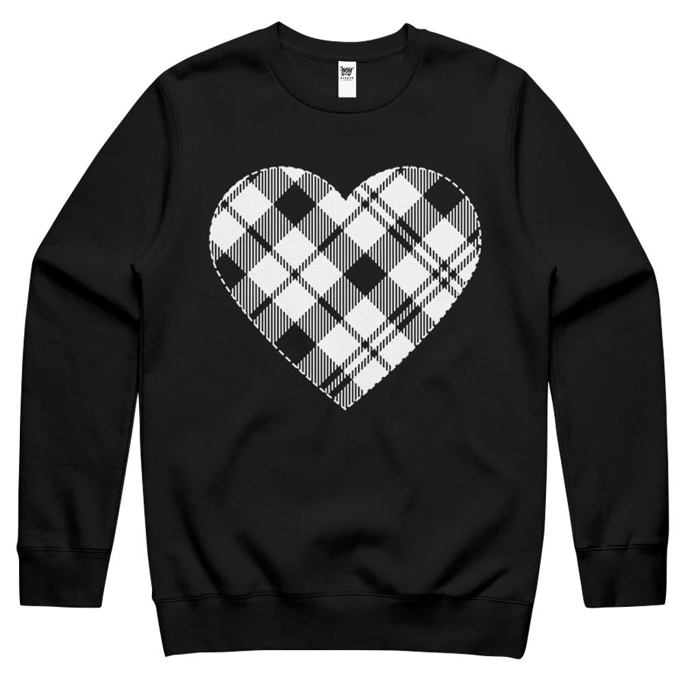 Big Plaid White Heart Valentine’S Day Crewneck Sweatshirt