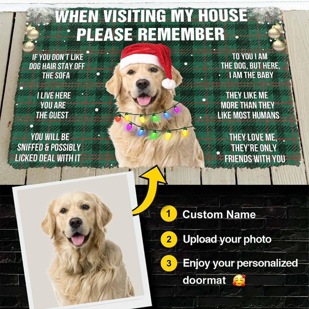 Gearhumans 3D Please Remember Golden Retriever Dog’S House Rules Green Version Custom Doormat