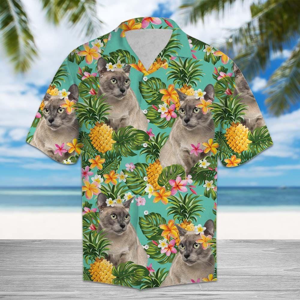 Tropical Pineapple Tonkinese Aloha Hawaiian Shirt Colorful Short Sleeve Summer Beach Casual Shirt For Men And Women