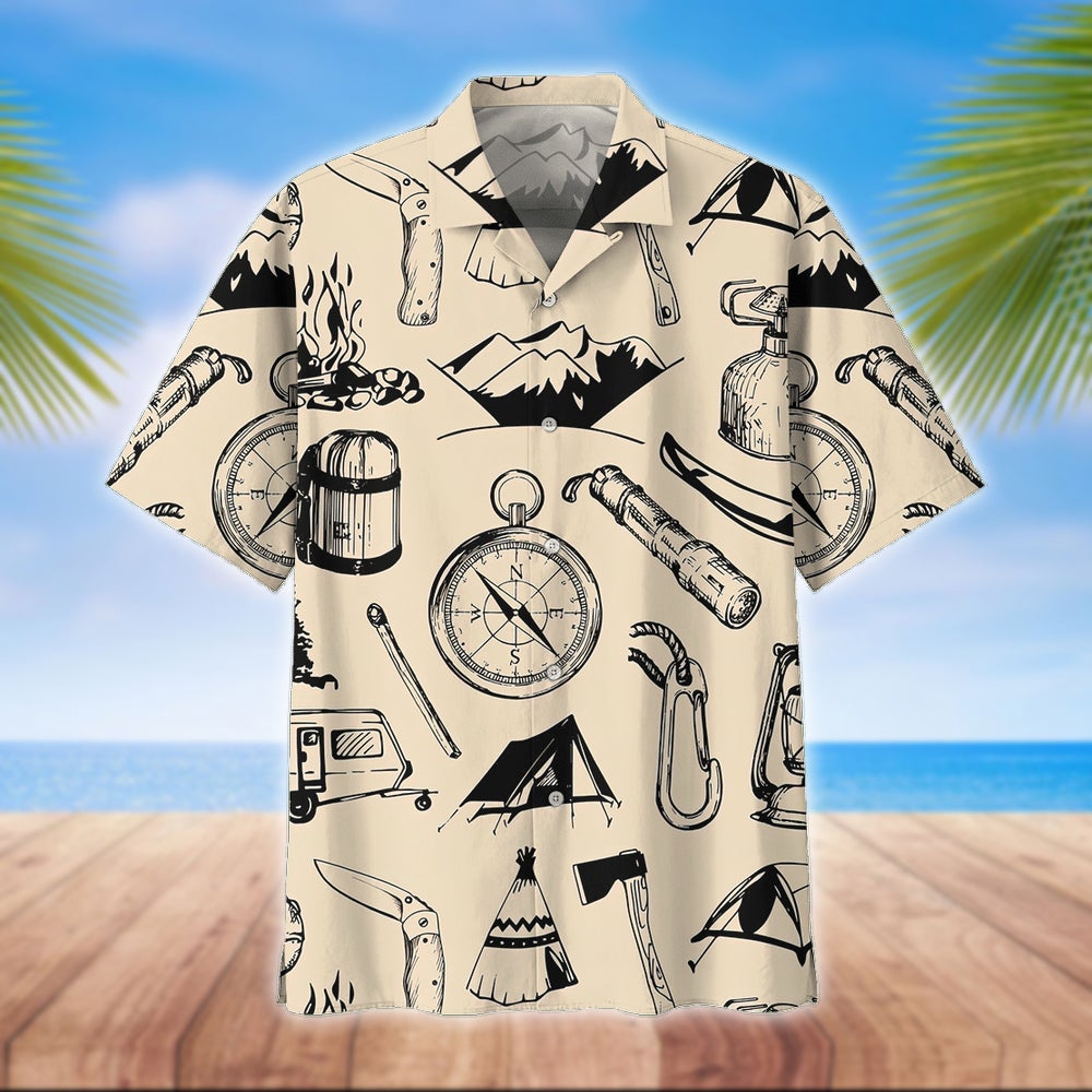 Camping Hawaii Shirt Unisex Print Aloha Short Sleeve Casual Ha96550