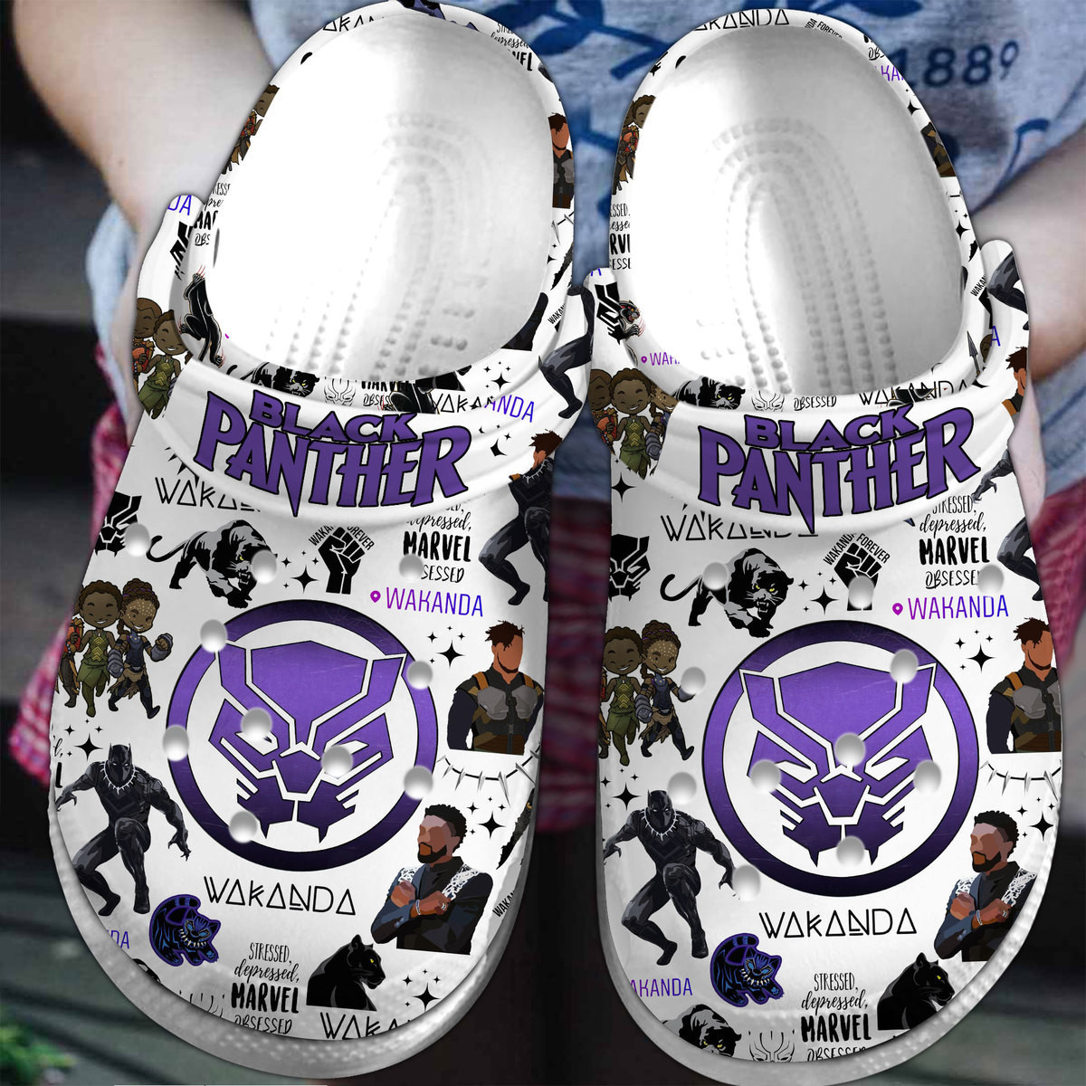 Black Panther Movie Crocs Crocband Clogs Shoes Comfortable For Men Women and Kids