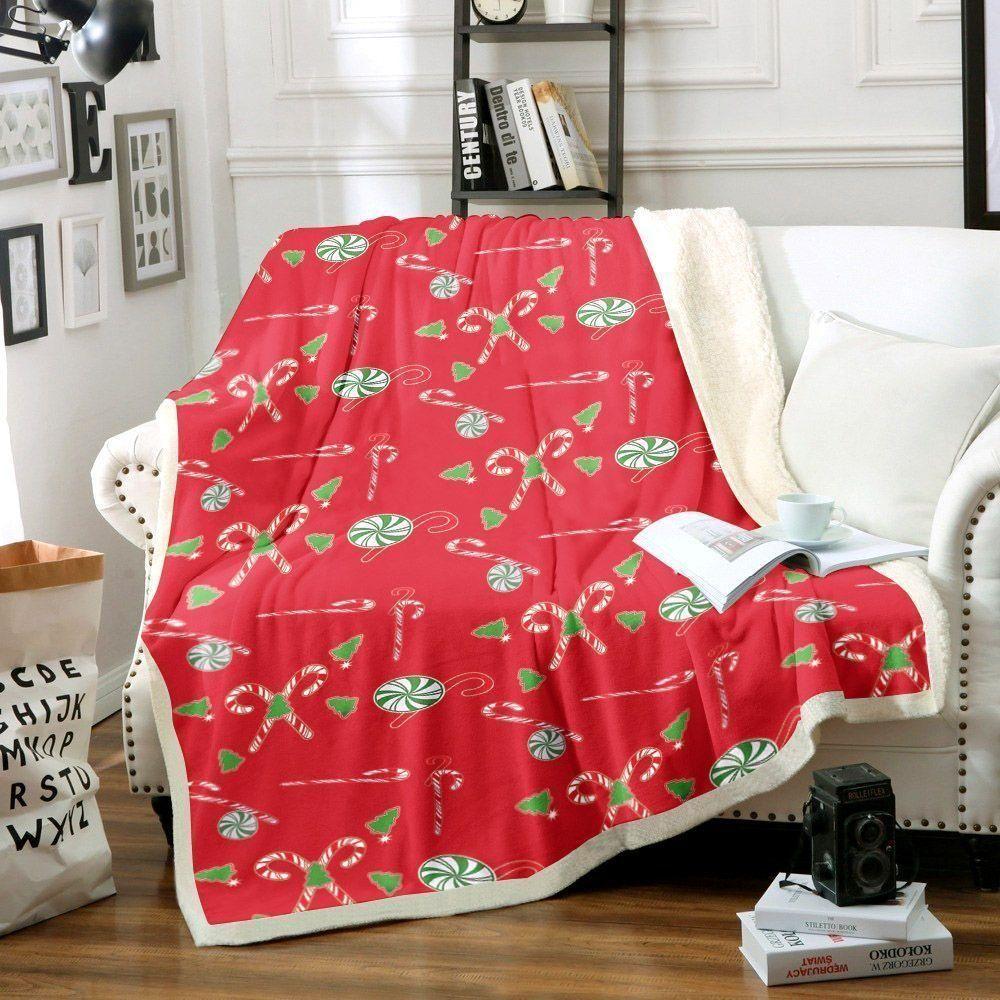 Christmas Candy Sherpa Fleece Blanket