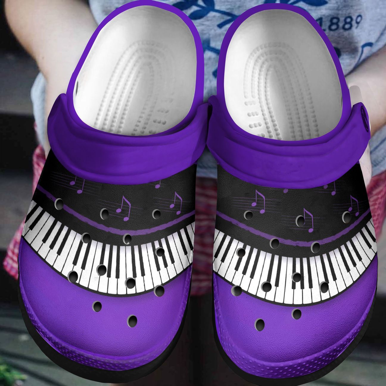 Piano Personalized Clog, Custom Name, Text, Color, Number Fashion Style For Women, Men, Kid, Print 3D Purple Piano