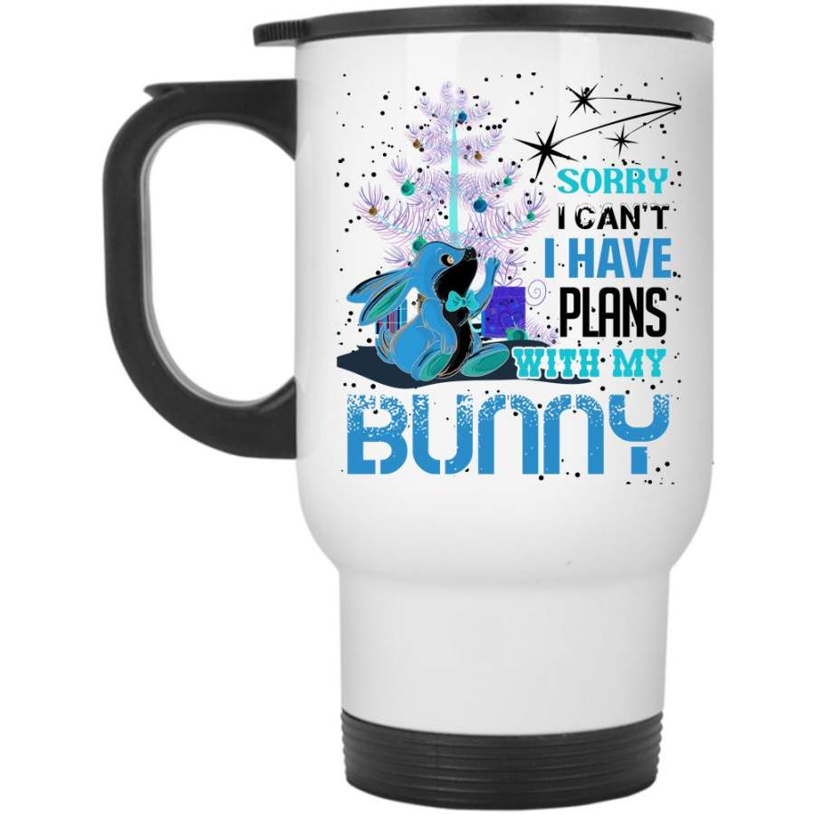 Cool Christmas Travel Mug, I Have Plans With My Bunny Mug